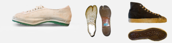 מימין: נעלי כדורסל OK, באמצע: נעלי טאבי, משמאל: נעלי ריצה עם חורי איוורור 